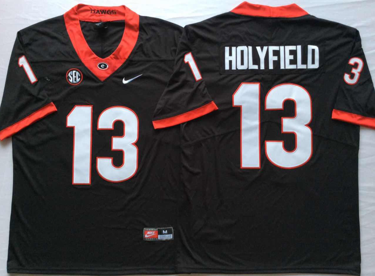 NCAA Men Georgia Bulldogs Black #13 HOLYFIELD->ncaa teams->NCAA Jersey